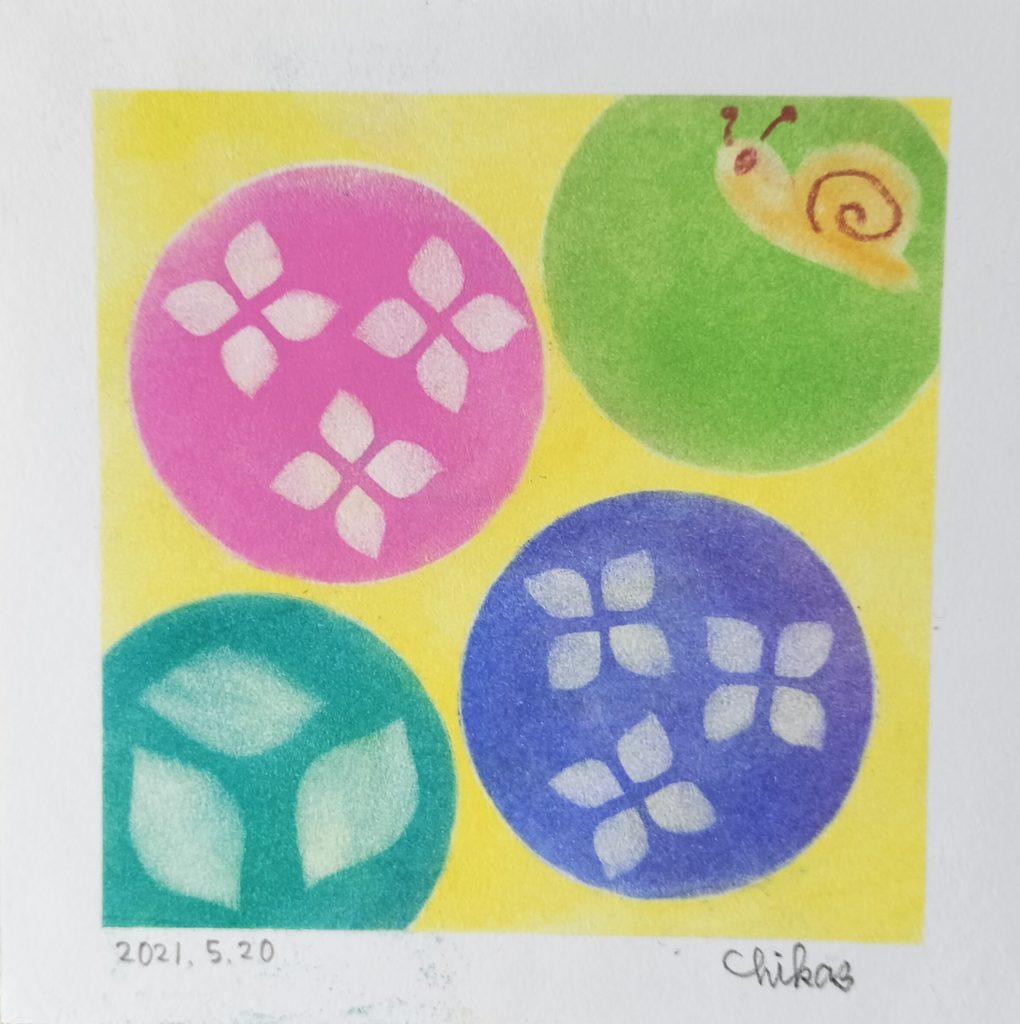 あじさいとカタツムリ